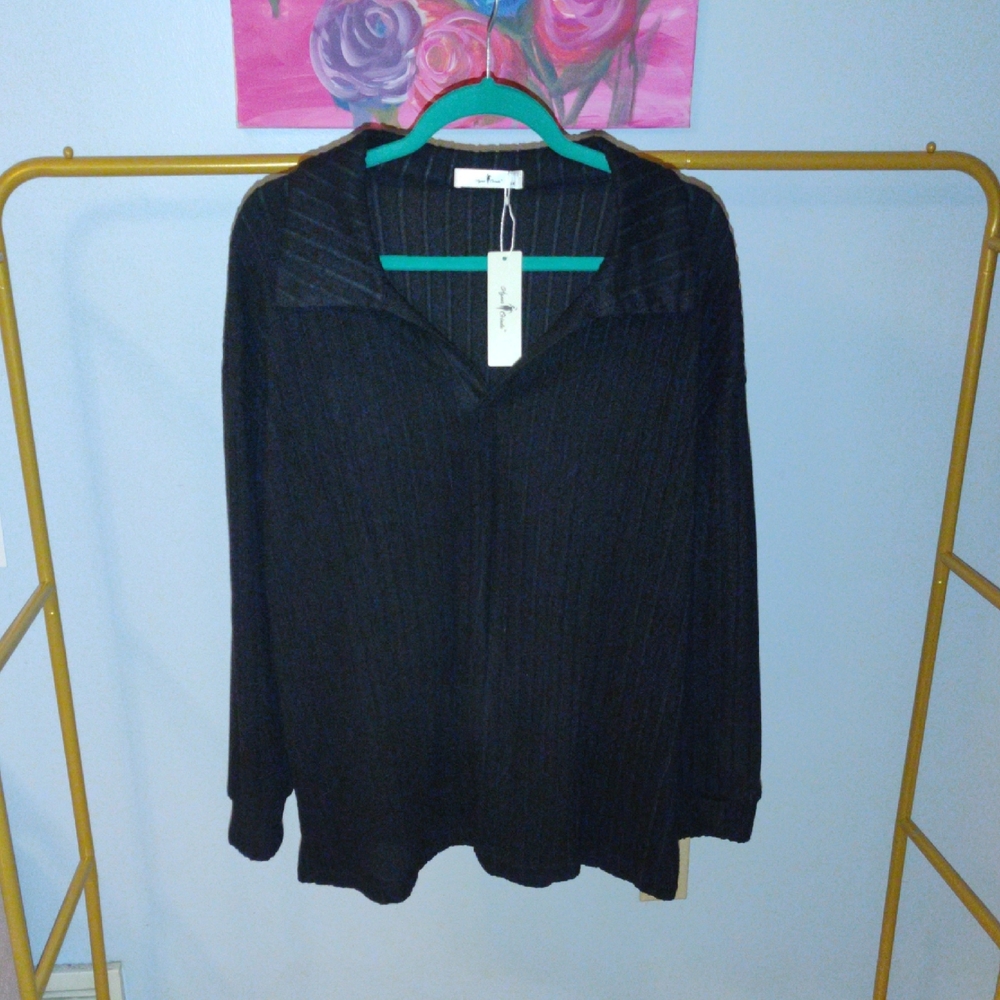 BNWT 2X Elegant Black Long Sleeve Top